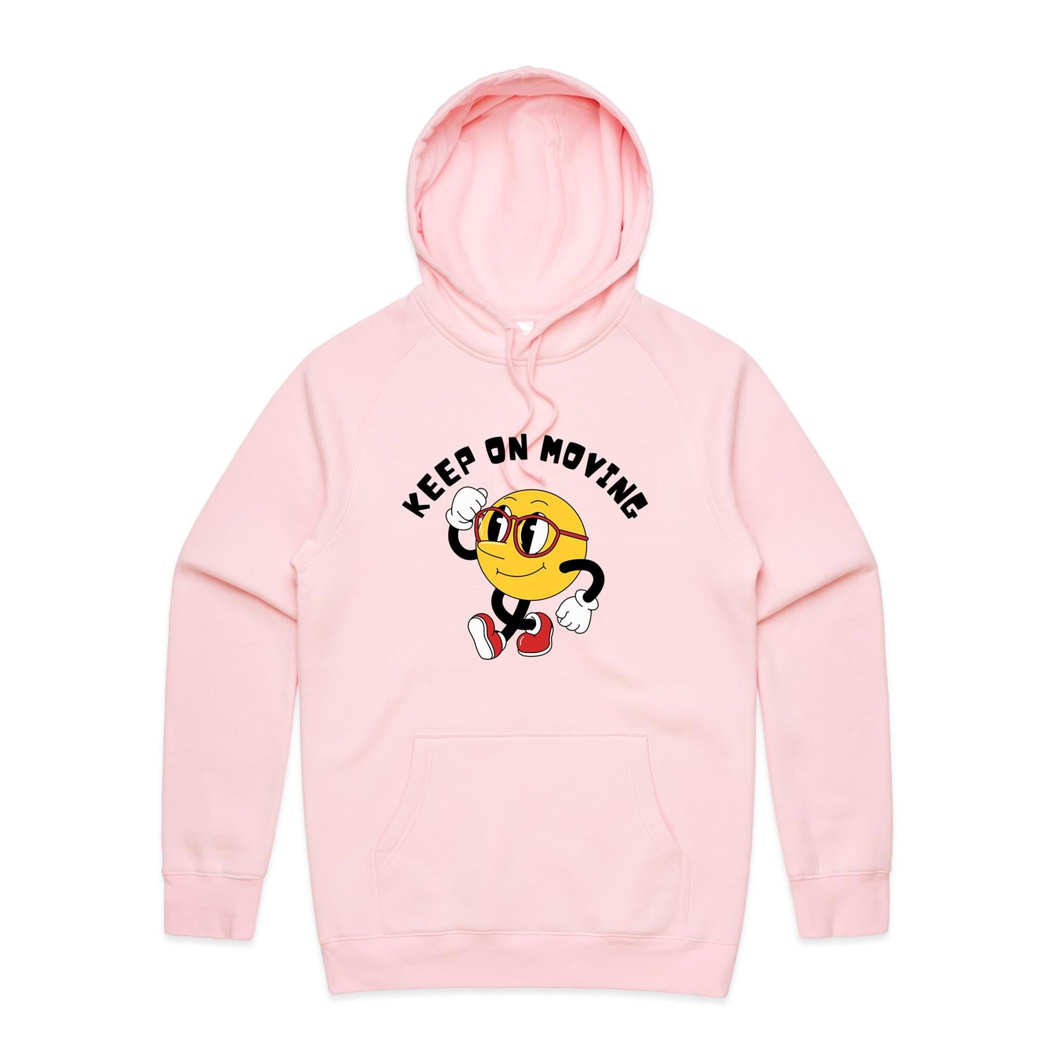 Keep On Moving - Mens Hoodie Pink Mens Hoodie Fitness Positivity Printed In Australia