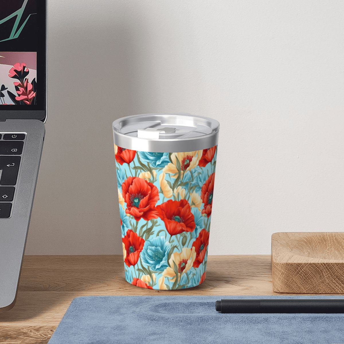 Vibrant Floral Small Stainless Steel Travel Mug Cup 12oz/350ml