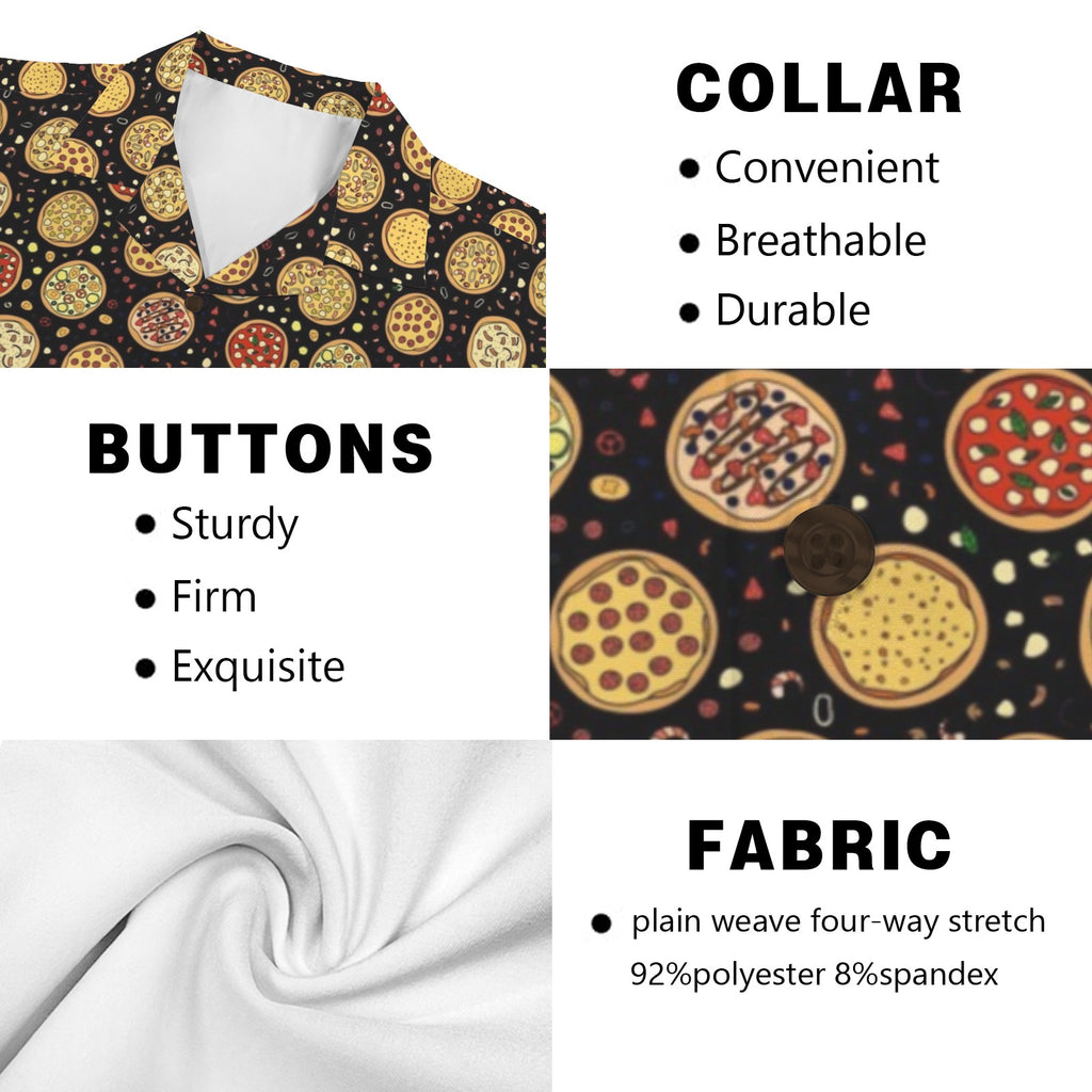 Round Pizzas On Black - Men's Short Sleeve Hawaiian Shirt