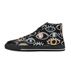 Eyes On Black  Kids High Top Canvas Shoes