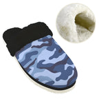 Blue Camouflage Men's Fur Trim Thick-Sole Indoor Slippers Men's Fur Trimmed Slippers Printed Offshore