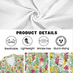 Tropical Flowers On White Men's Crinkle Hawaiian Shirt