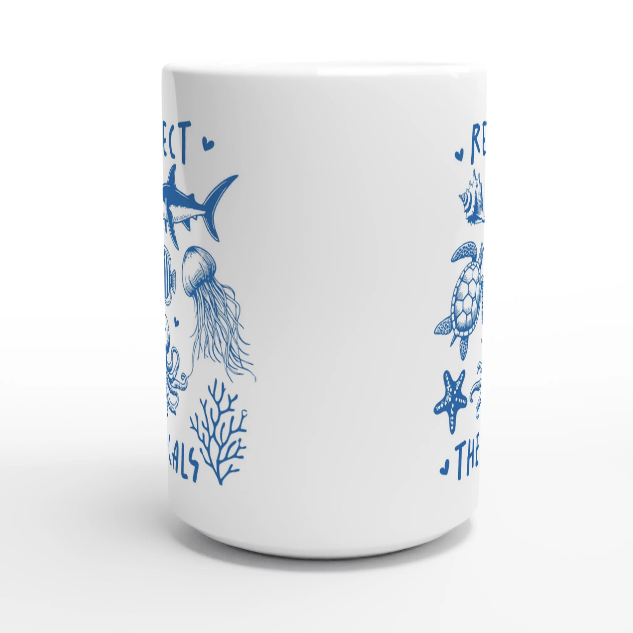 Respect The Locals, Sea Life - White 15oz Ceramic Mug 15oz Mug animal Globally Fulfilled Ocean
