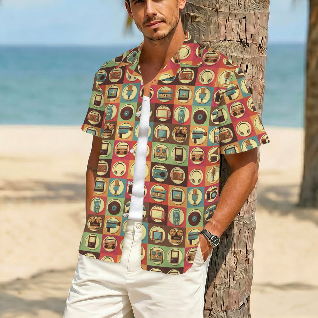 Retro Life Men's Crinkle Hawaiian Shirt