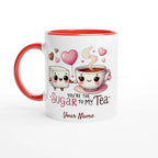 Personalised - You're The Sugar To My Tea, Valentine - White 11oz Ceramic Mug with Colour Inside Ceramic Red Personalised 11oz Mug
