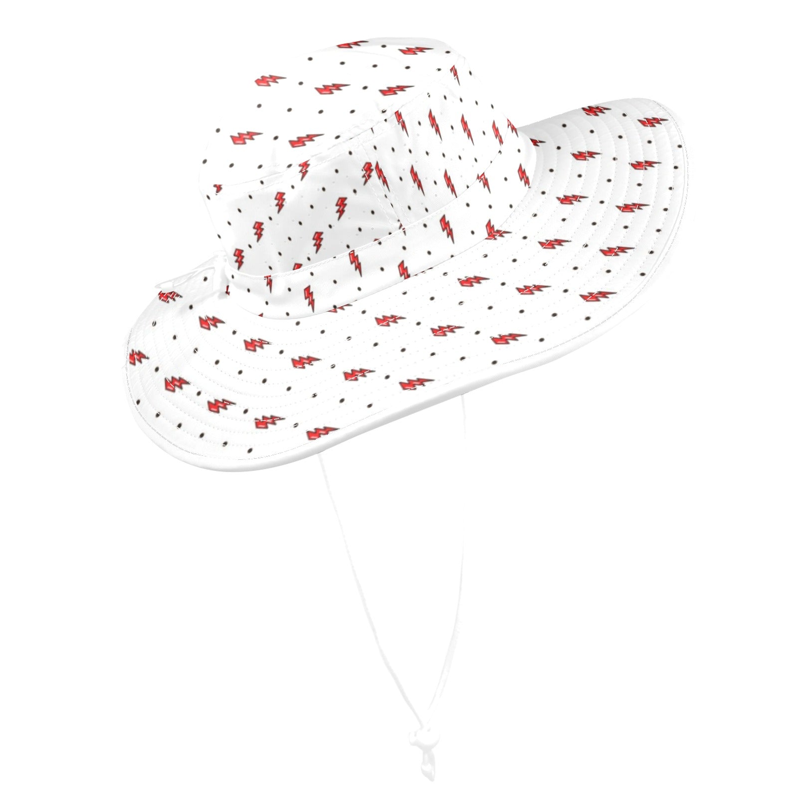 Red Lightning Wide Brim Bucket Hat Wide Brim Bucket Hat comic Printed Offshore