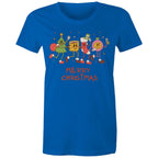 Crazy Christmas Characters - Womens T-shirt Bright Royal Womens Christmas T-shirt Christmas Printed In Australia