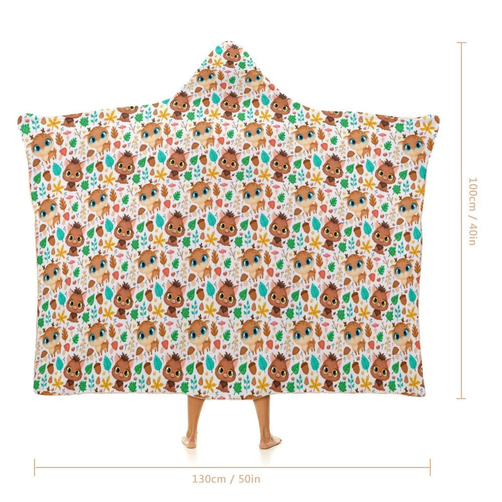 Woodland Baby Animals Kids Hooded Blanket 100cm x 130cm Kids Hooded Blanket animal Printed Offshore