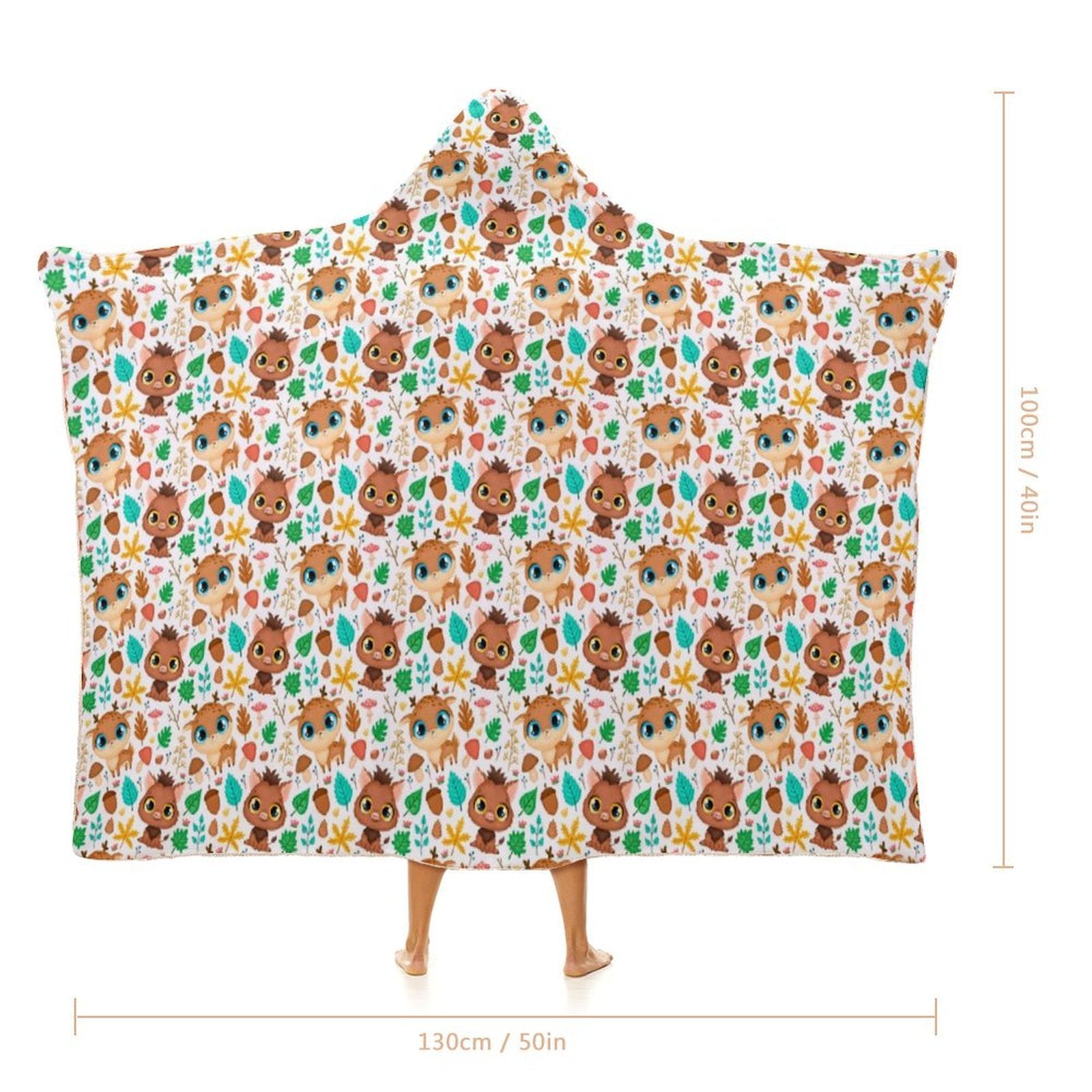 Woodland Baby Animals Kids Hooded Blanket 100cm x 130cm Kids Hooded Blanket animal Printed Offshore