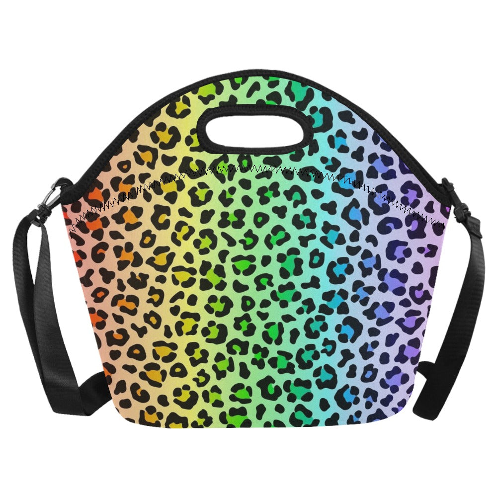 Rainbow Leopard Print Neoprene Lunch Bag/Large (Model 1669) Neoprene Lunch Bag animal Printed Offshore