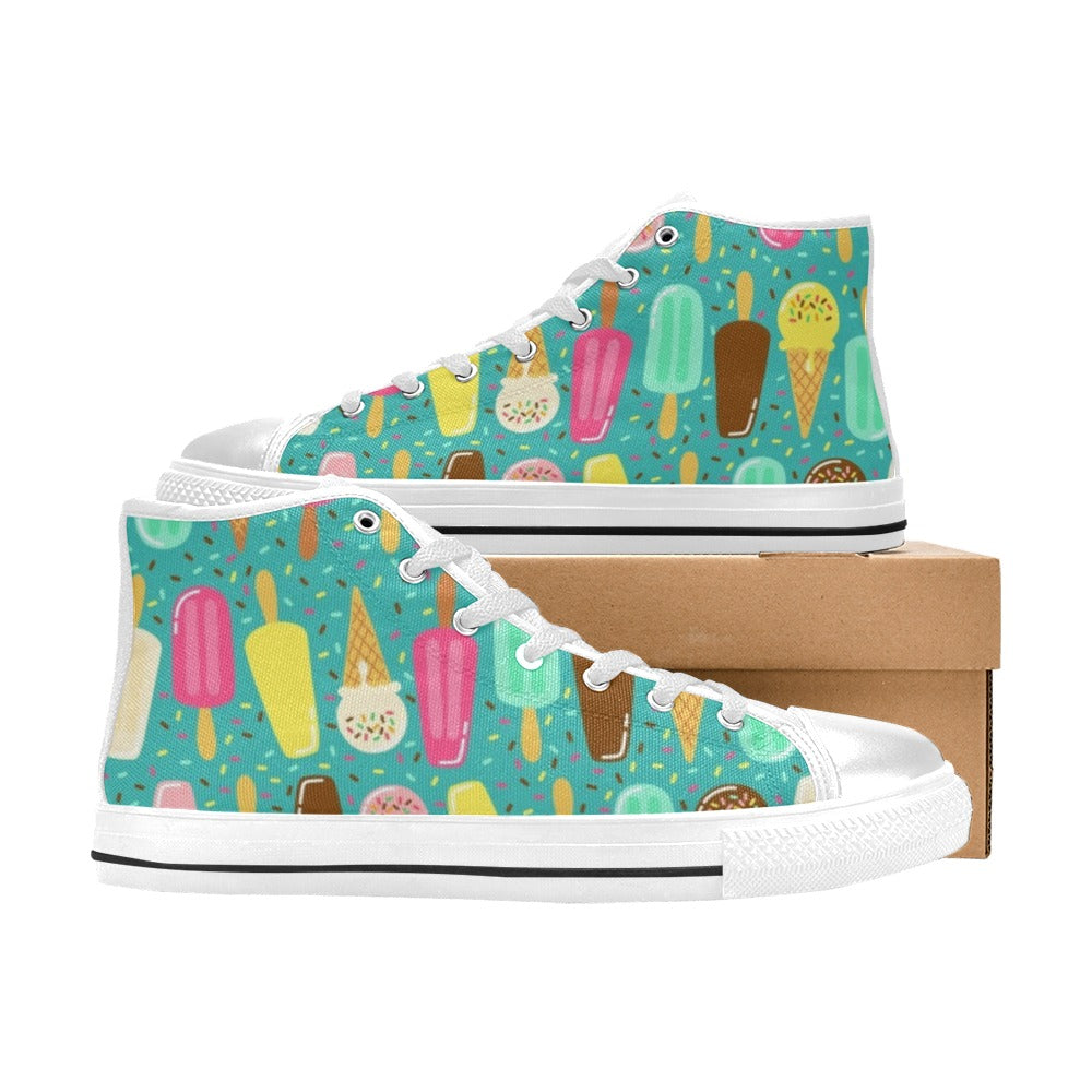 Ice Cream - Kids High Top Canvas Shoes