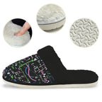 Equations In Green And Pink Women's Fur Trim Thick-Sole Indoor Slippers Women's Fur Trimmed Slippers Maths Printed Offshore