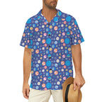 Planets On Blue Men's Hawaiian Shirt