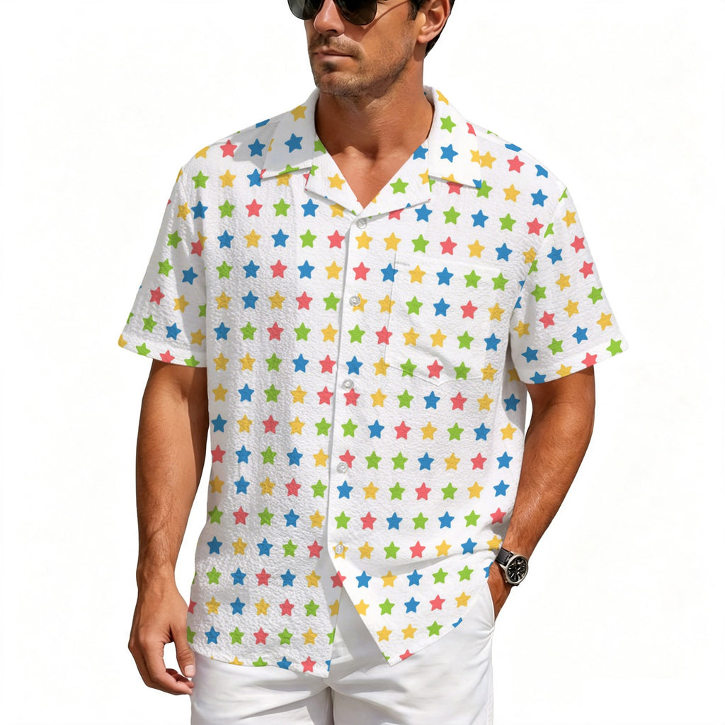 Stars Men's Crinkle Hawaiian Shirt