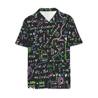 Equations In Green And Pink Men's Short Sleeve Hawaiian Shirt Men's Hawaiian Shirt (New) Maths Printed Offshore Science