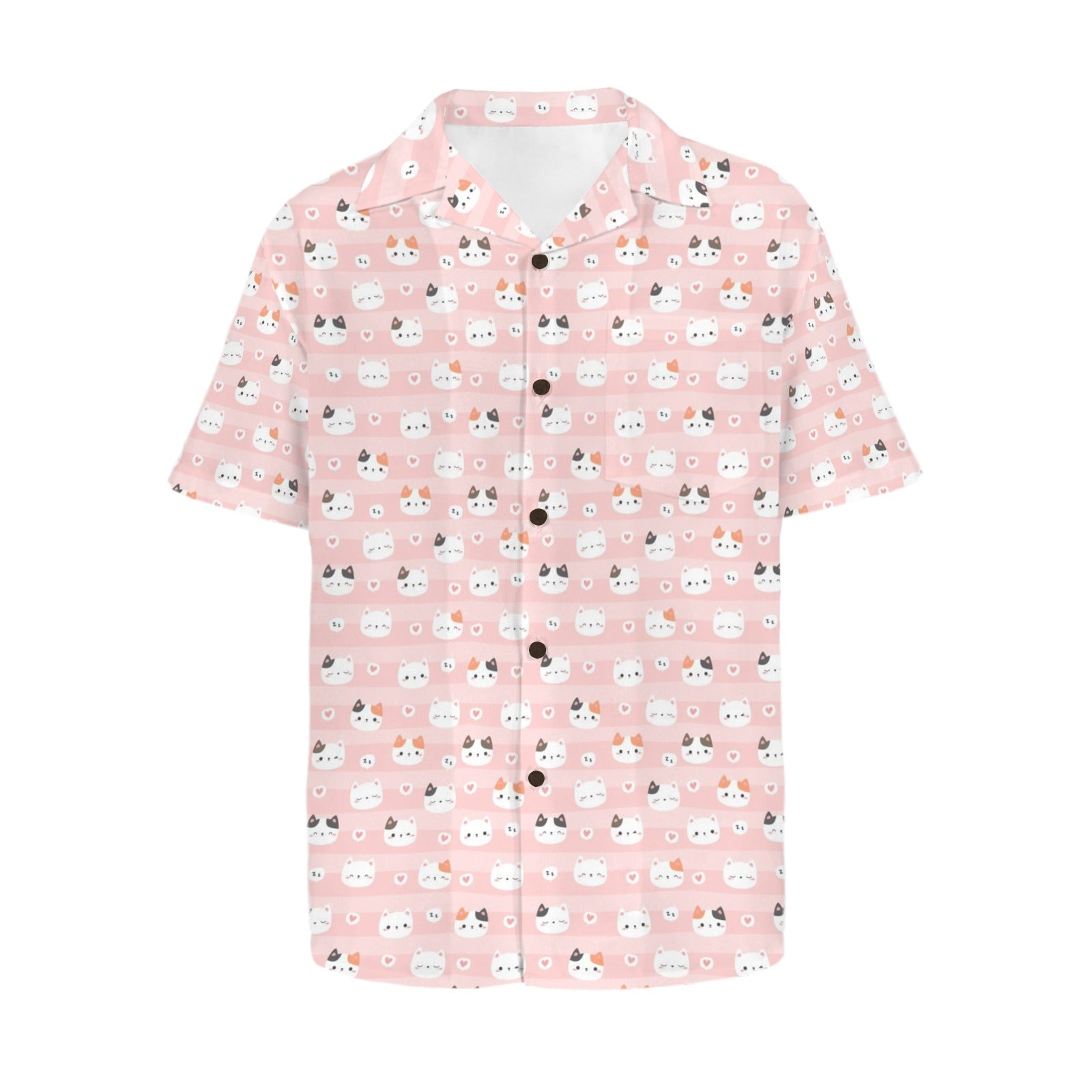 Pink Cats - Men's Short Sleeve Hawaiian Shirt Men's Hawaiian Shirt (New) animal Printed Offshore