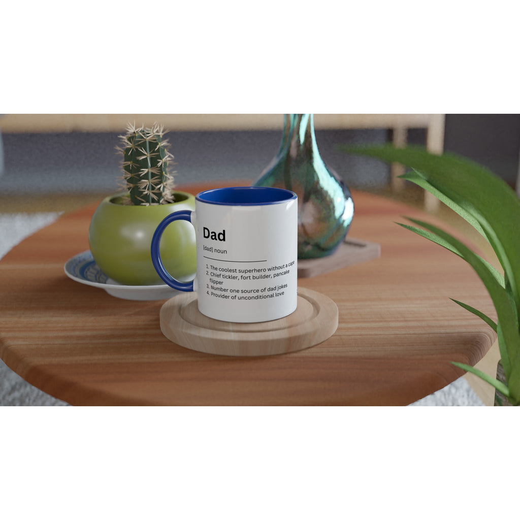 Dad Definition - White 11oz Ceramic Mug with Colour Inside Colour 11oz Mug Dad Globally Fulfilled