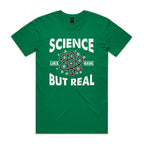 Science, It's Like Magic But Real Men's AS Colour T-shirt Kelly Green Mens T-shirt Printed In Australia Science