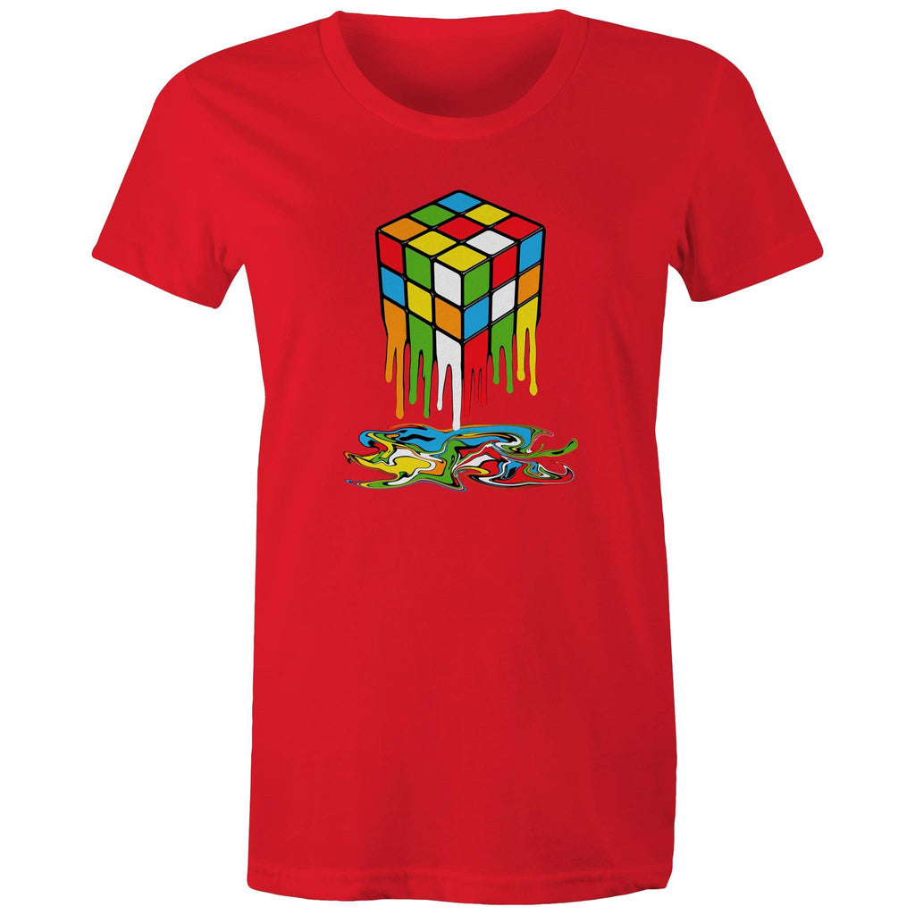Melting Game Cube - Womens T-shirt Red Womens T-shirt Games
