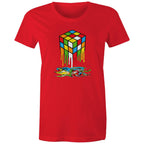 Melting Game Cube - Womens T-shirt Red Womens T-shirt Games