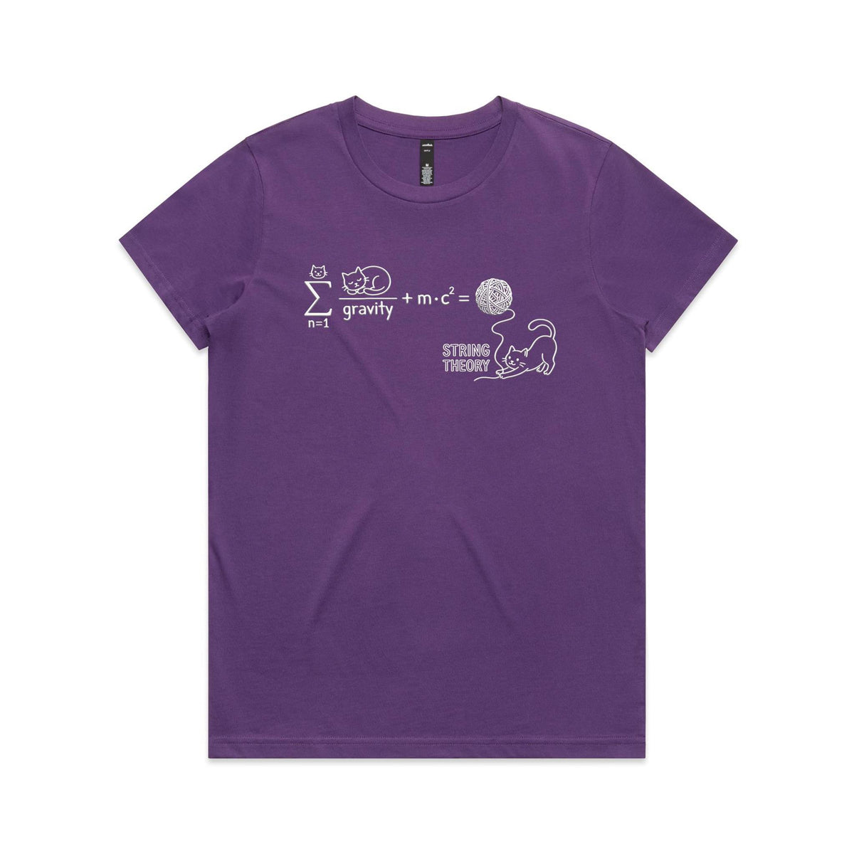 Cat String Theory Physics Women's AS Colour T-shirt Purple Womens T-shirt animal Printed In Australia Science