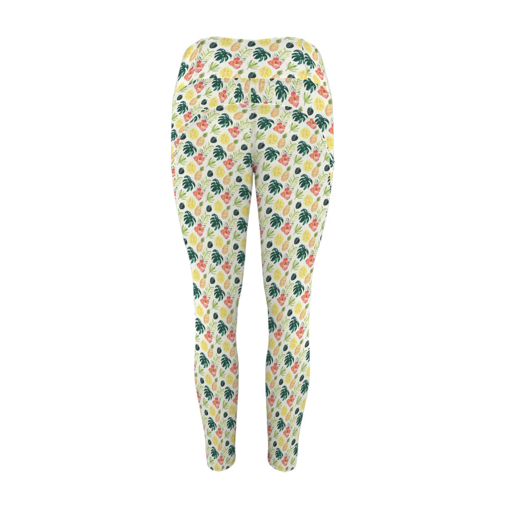 Pineapple Tropical Women's High Waist Pockets Yoga Leggings Women's High Waist Pockets Yoga Leggings Food Printed Offshore