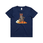 Cat Surfing On Pizza Kid's AS Colour T-shirt
