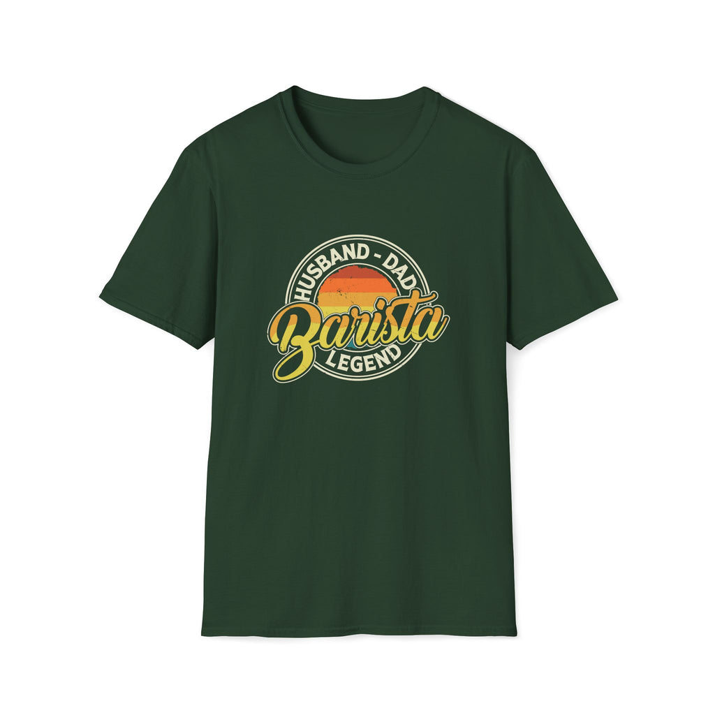 Husband Dad Barista Legend Unisex T-Shirt Forest Green Unisex Adult T-shirt Coffee Dad Globally Fulfilled