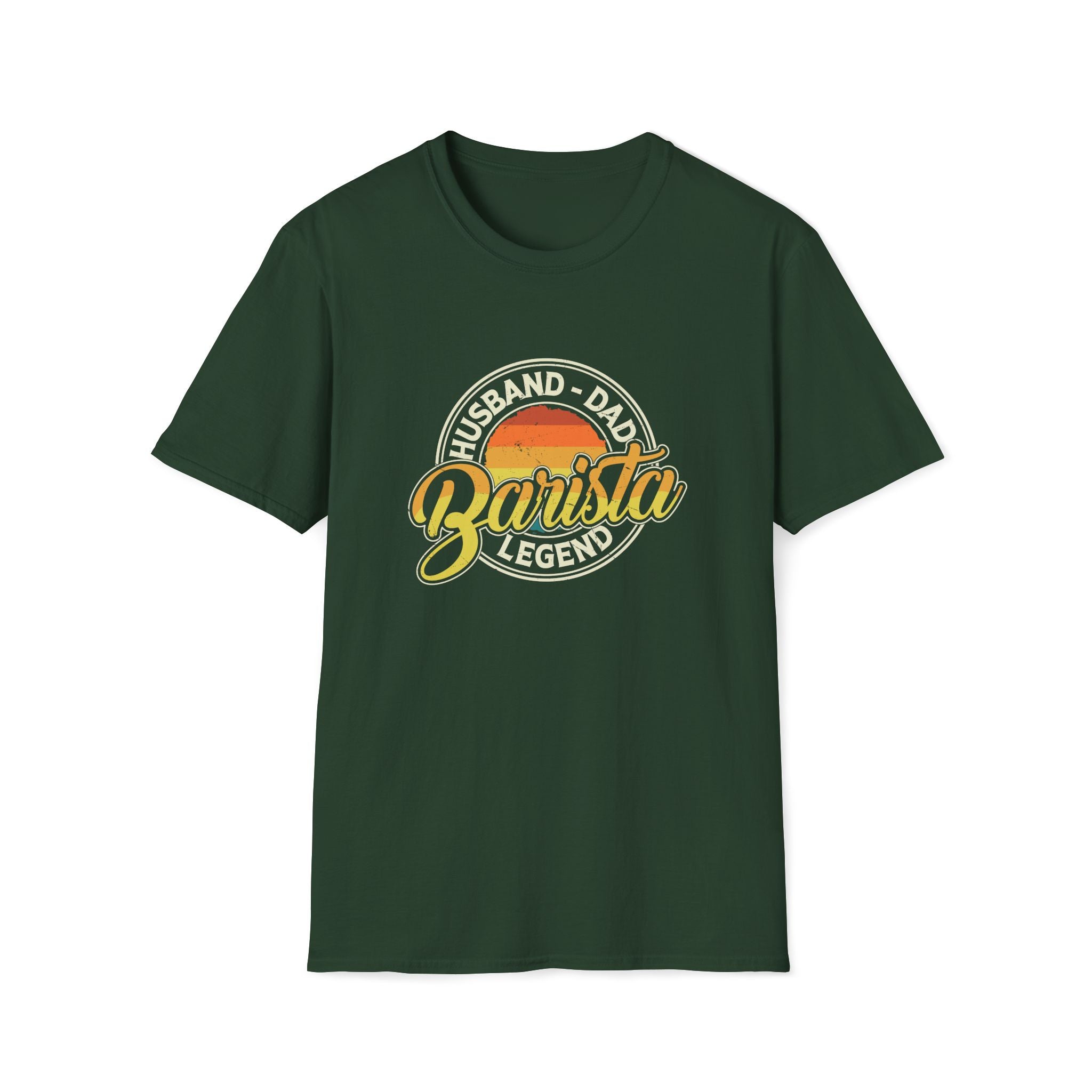 Husband Dad Barista Legend Unisex T-Shirt Forest Green Unisex Adult T-shirt Coffee Dad Globally Fulfilled