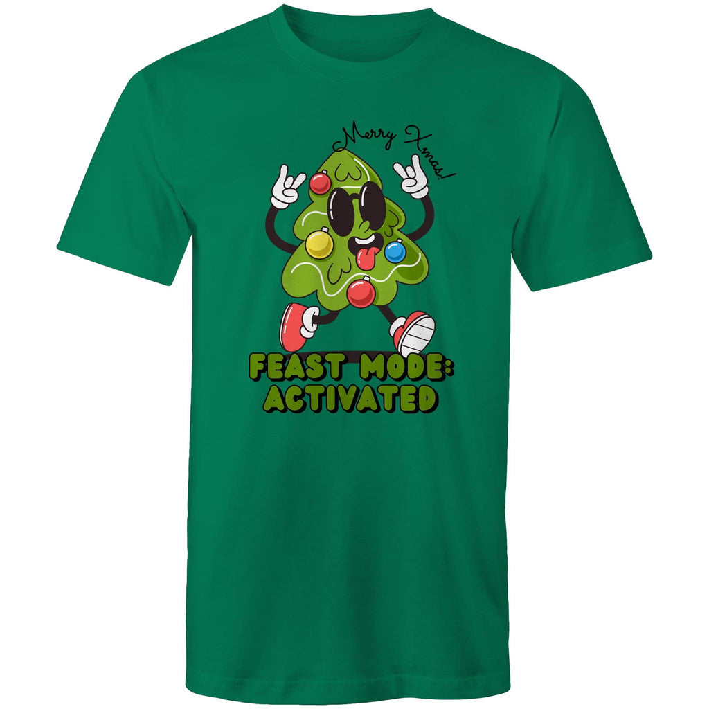 Christmas Feast Mode Activated - Mens T-Shirt Kelly Green Mens Christmas T-shirt Christmas Printed In Australia