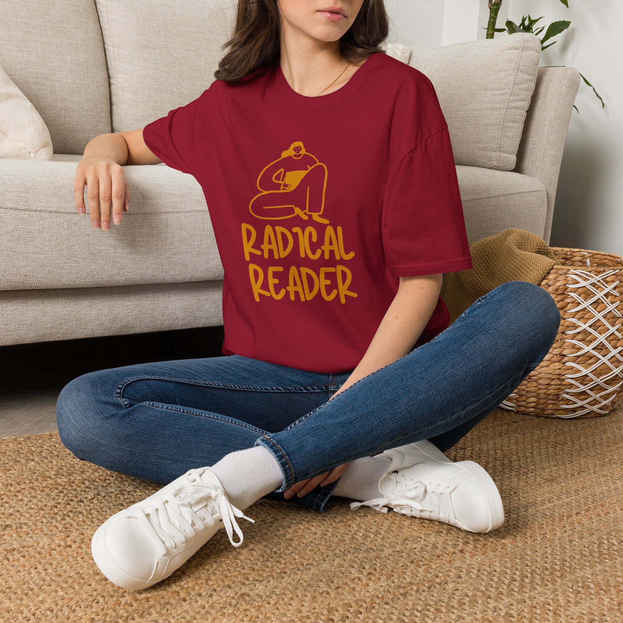 Radical Reader Unisex T-Shirt Cardinal Red Unisex Adult T-shirt Globally Fulfilled Reading