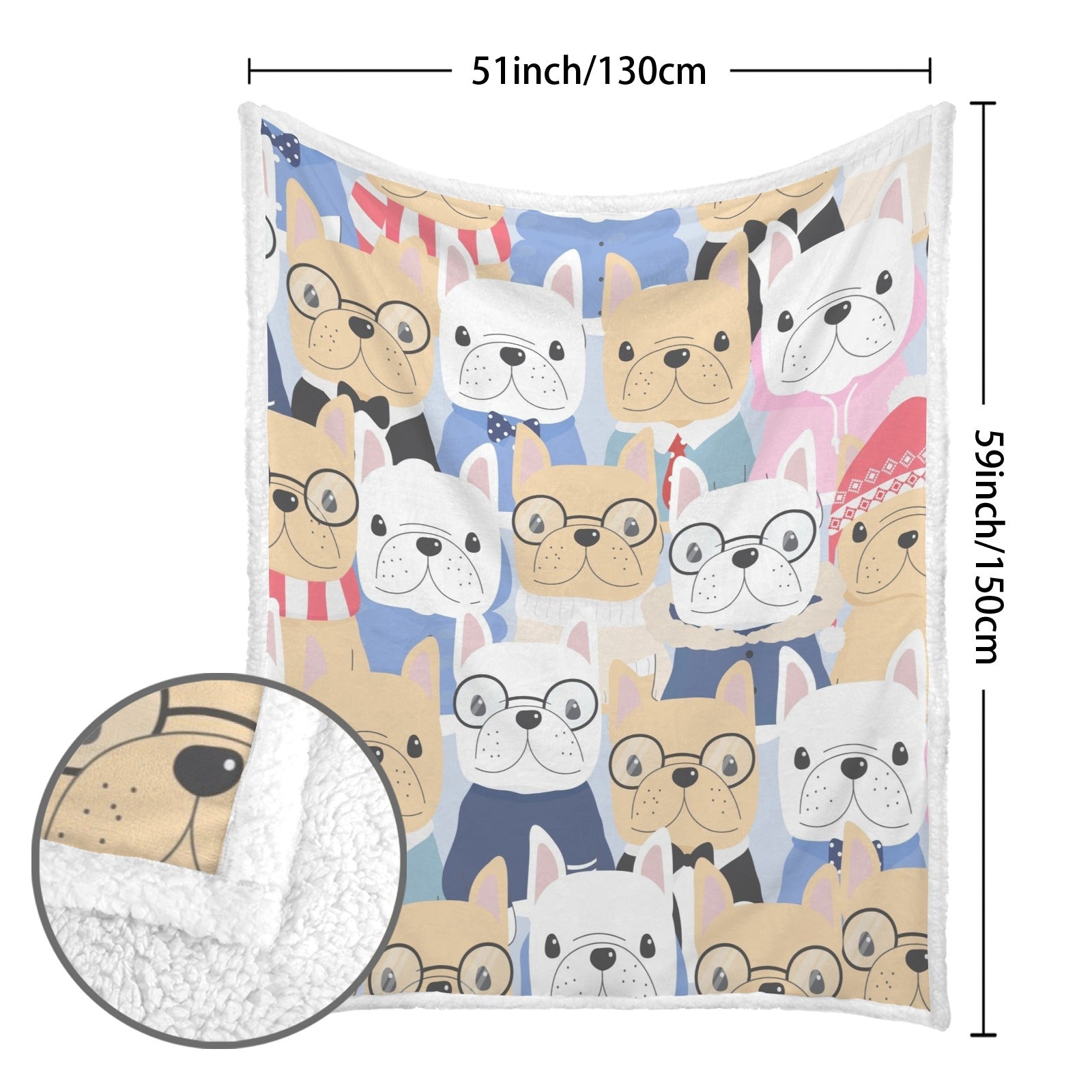 Dog Crowd - Double-Layer Fleece Blanket 51"x59"