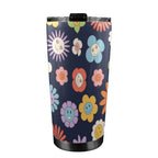 Groovy Flowers 20oz Mobile Tumbler with Lid (Black Lock) 20oz Travel Mug Plants Printed Offshore Retro