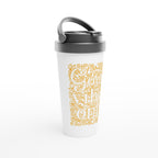 Good Vibes Only - White 15oz Stainless Steel Travel Mug Travel Mug Coffee Globally Fulfilled positivity