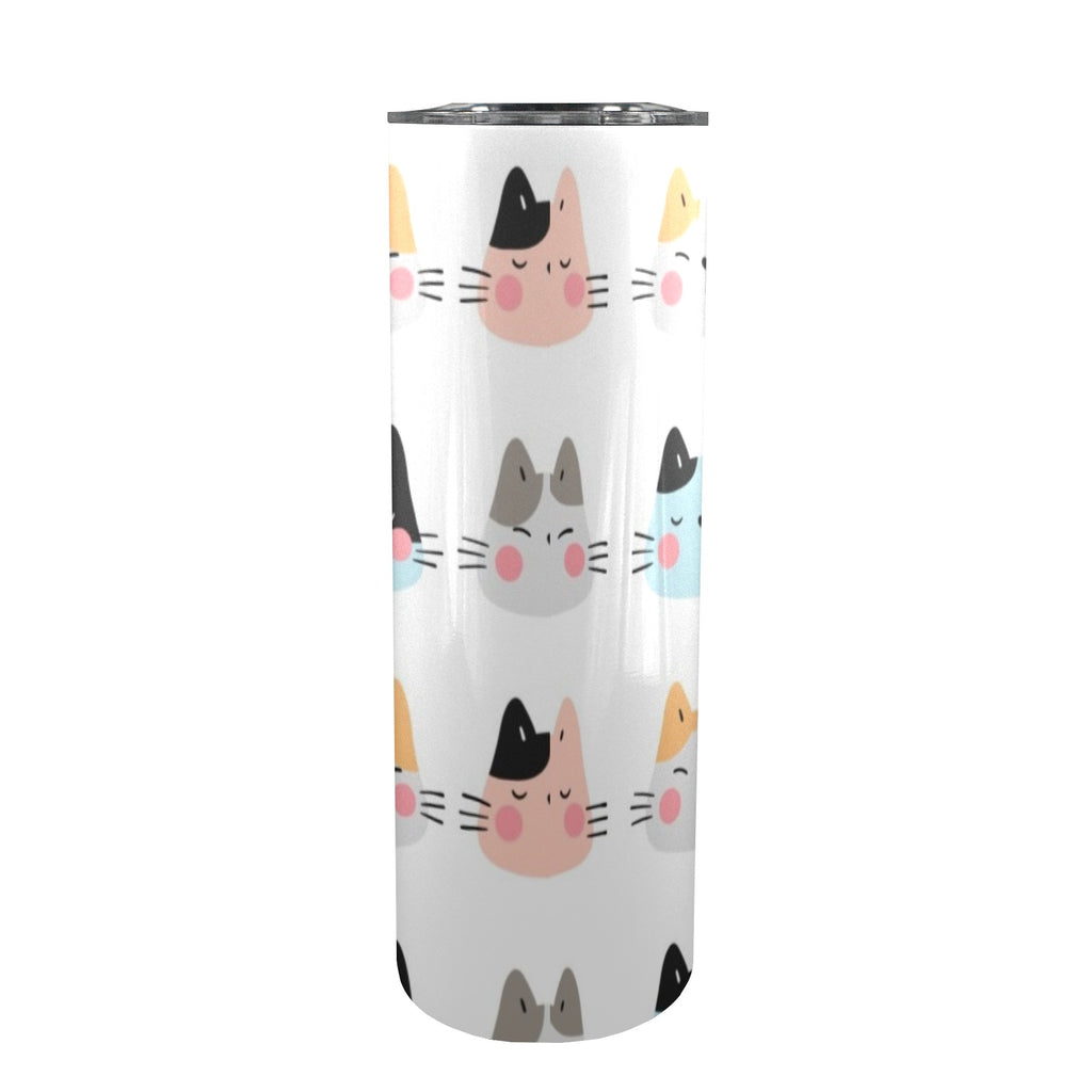 Cat Faces - 20oz Tall Skinny Tumbler with Lid and Straw