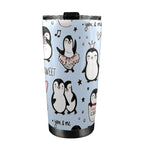 Penguin Love - 20oz Mobile Tumbler with Lid (Black Lock) 20oz Travel Mug animal Love Printed Offshore