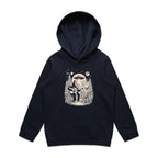 Alien And Bigfoot Playing Guitar - Kids Hoodie Navy Kids Hoodie Printed In Australia