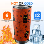 Halloween Black Cats 20oz Mobile Tumbler with Lid (Black Lock) 20oz Travel Mug animal Halloween Printed Offshore