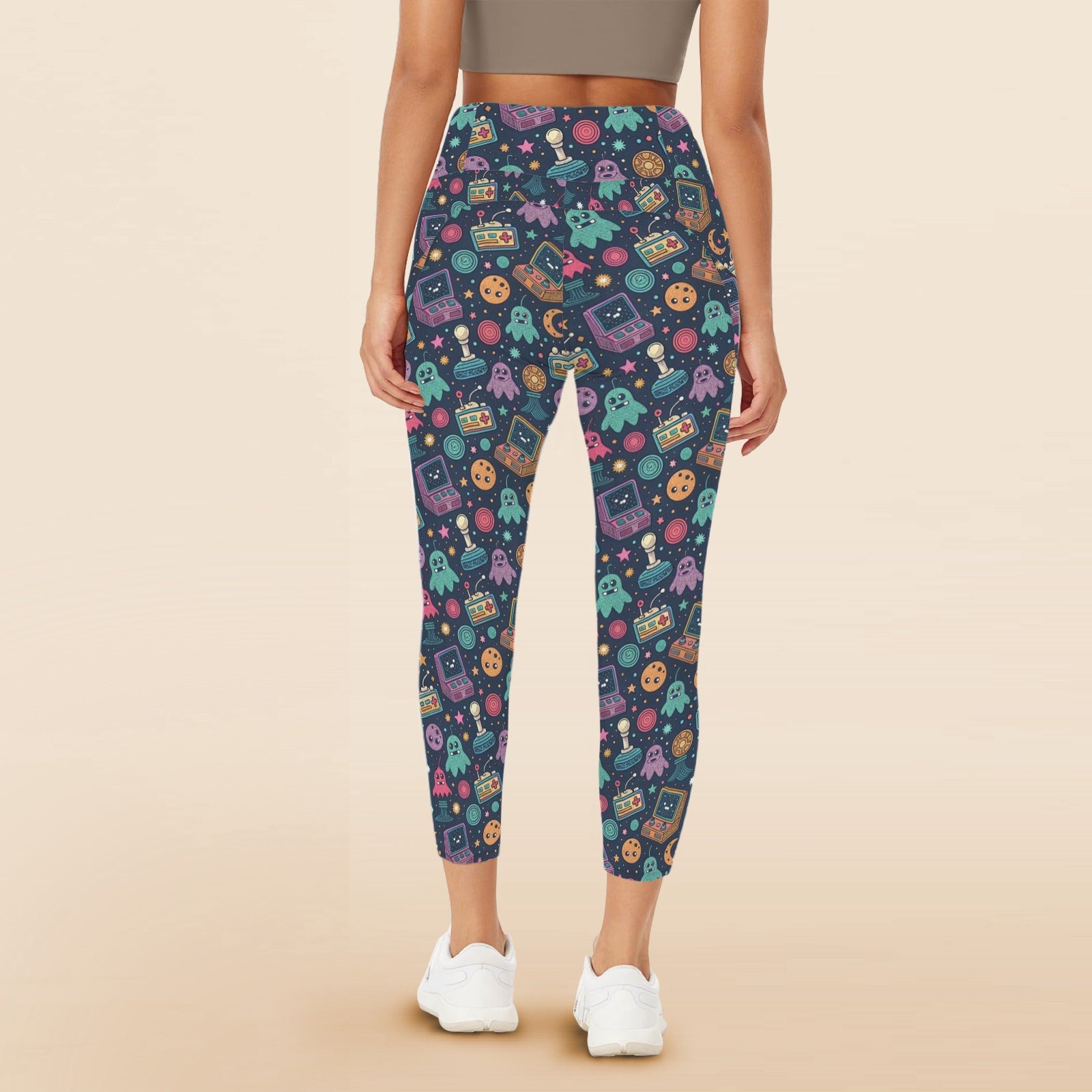 Space Arcade Women's High Waist Pockets Yoga Leggings Women's High Waist Pockets Yoga Leggings Games Printed Offshore
