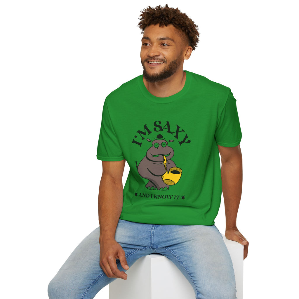 I'm Saxy And I Know It, Saxophone Hippo - Unisex Softstyle T-shirt