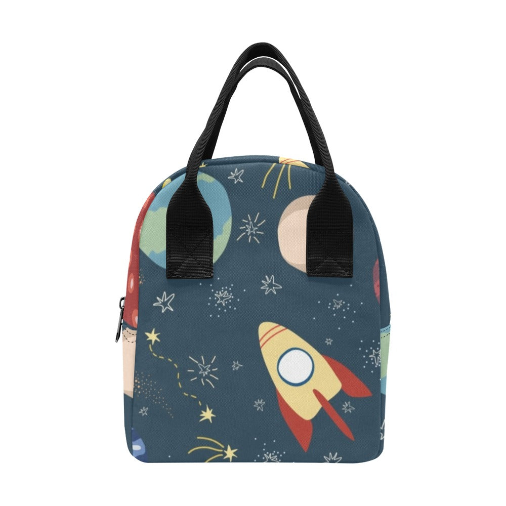 Rocket and Planets In Space - Zipper Lunch Bag One Size Zipper Lunch Bag Printed Offshore
