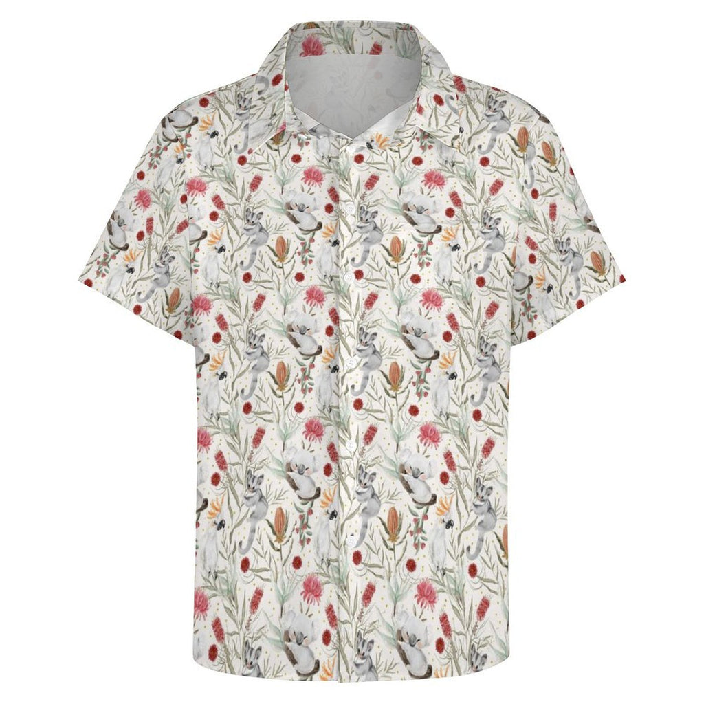 Australian Plants And Animals Women's Short-Sleeve Button Up Shirt Women's Short-Sleeve Button Up Shirt animal Plants Printed Offshore