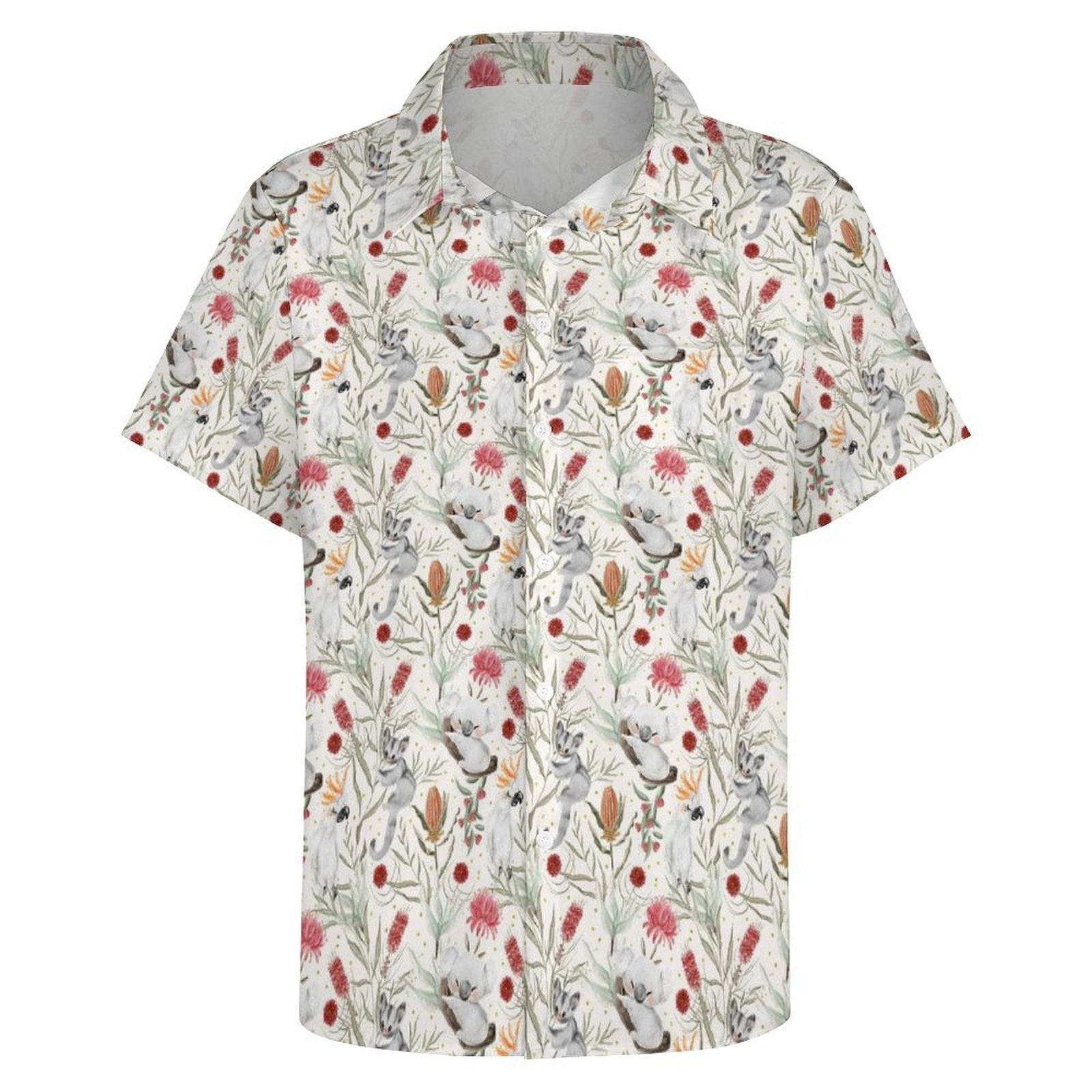 Australian Plants And Animals Women's Short-Sleeve Button Up Shirt Women's Short-Sleeve Button Up Shirt animal Plants Printed Offshore
