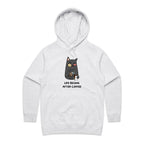 Life Begins After Coffee, Cat - Womens Hoodie White Marle Womens Hoodie animal Coffee Printed In Australia