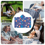 Planets On Blue Kids Hooded Blanket 100cm x 130cm