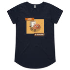 Coffee To The Rescue - Womens Scoop Neck T-Shirt Navy Womens Scoop Neck T-shirt Coffee Printed In Australia