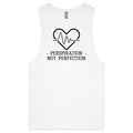 Perspiration Not Perfection - Tank Top Tee White Drop Arm Tank Top Fitness Printed In Australia