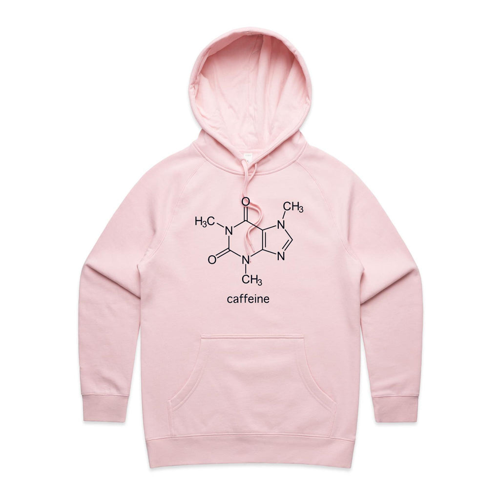 Caffeine Molecule - Womens Hoodie Pink Womens Hoodie Coffee Printed In Australia
