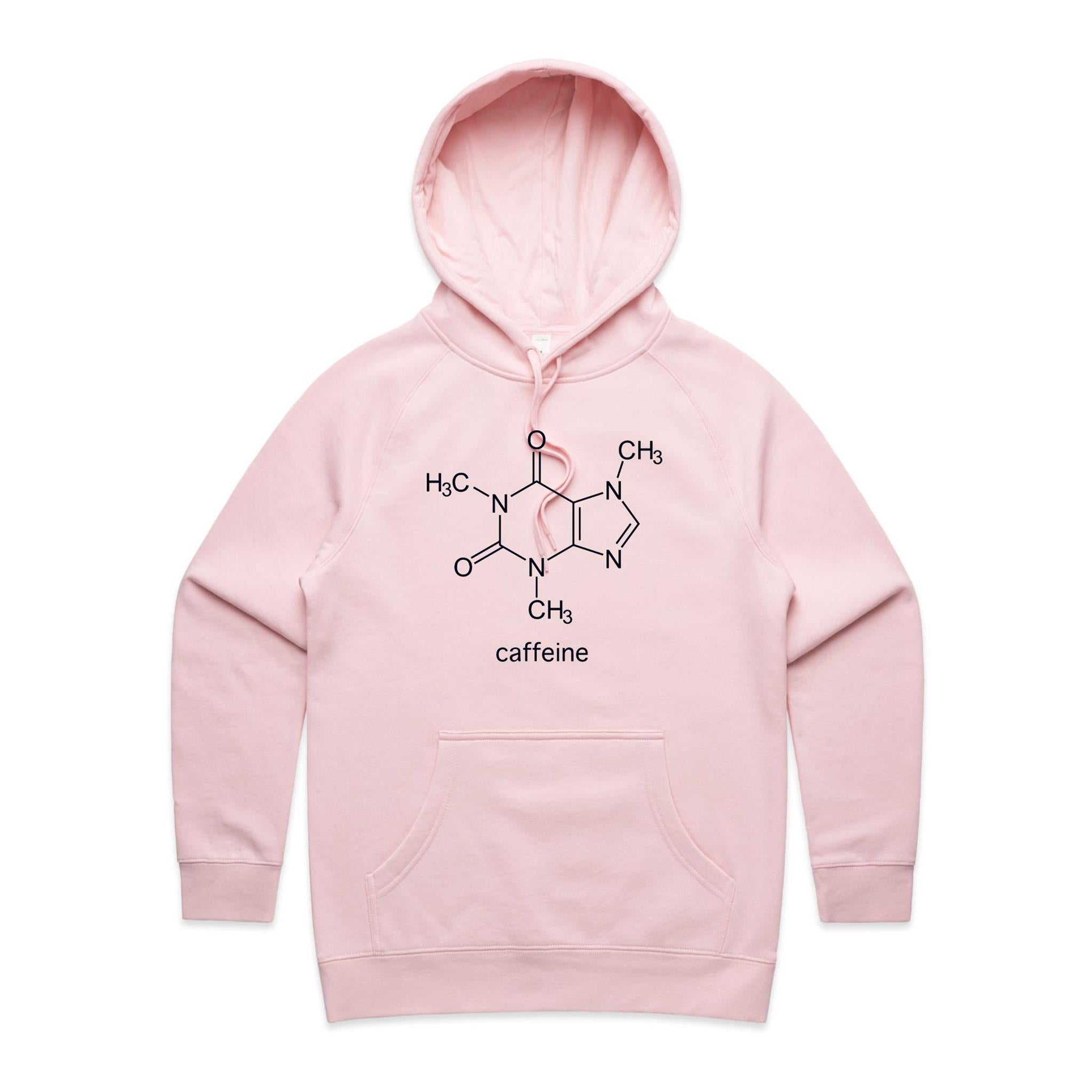 Caffeine Molecule - Womens Hoodie Pink Womens Hoodie Coffee Printed In Australia