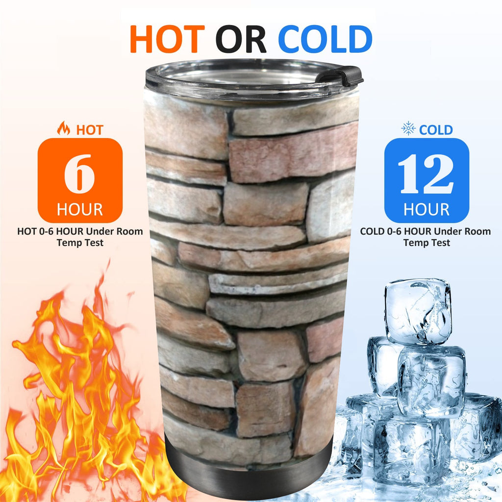 Stone Wall - 20oz Mobile Tumbler with Lid (Black Lock) 20oz Travel Mug Printed Offshore